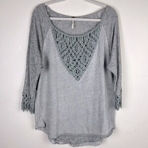 Free People | Boho Crochet Trim Woven Tunic Top | S